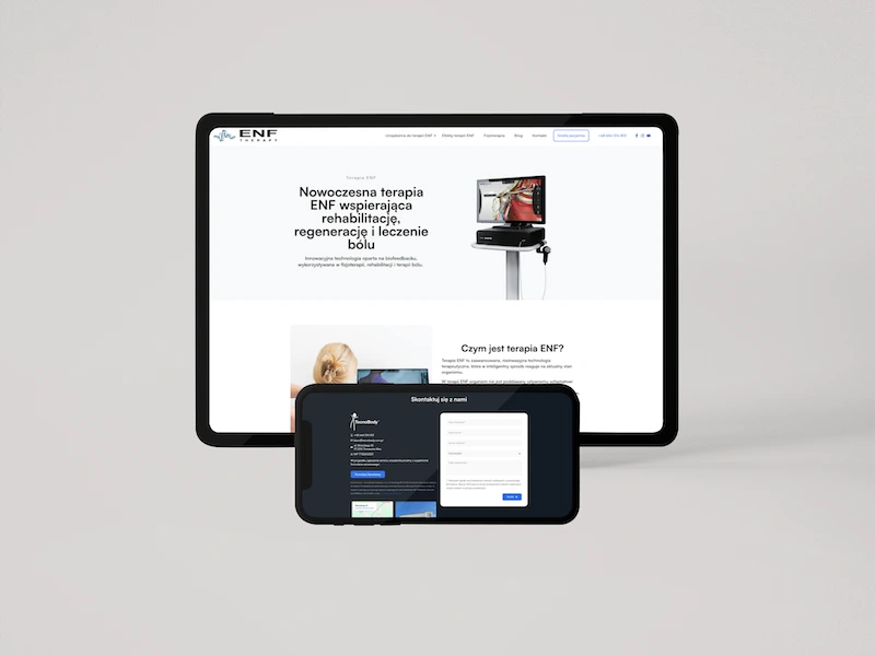 Redesign strony internetowej marki ENF Terapia w ramach rebrandingu firmy B2B.